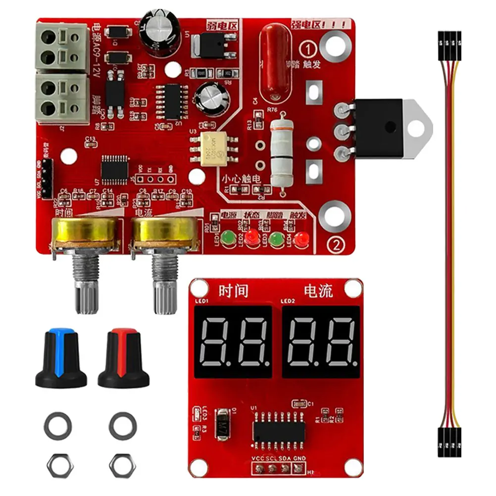 Spot Welder Control Board 100A Digitale Display Tijd Stroom Aanpassing Mini Elektronische Machine Enkele Chip Microcontroller DIY
