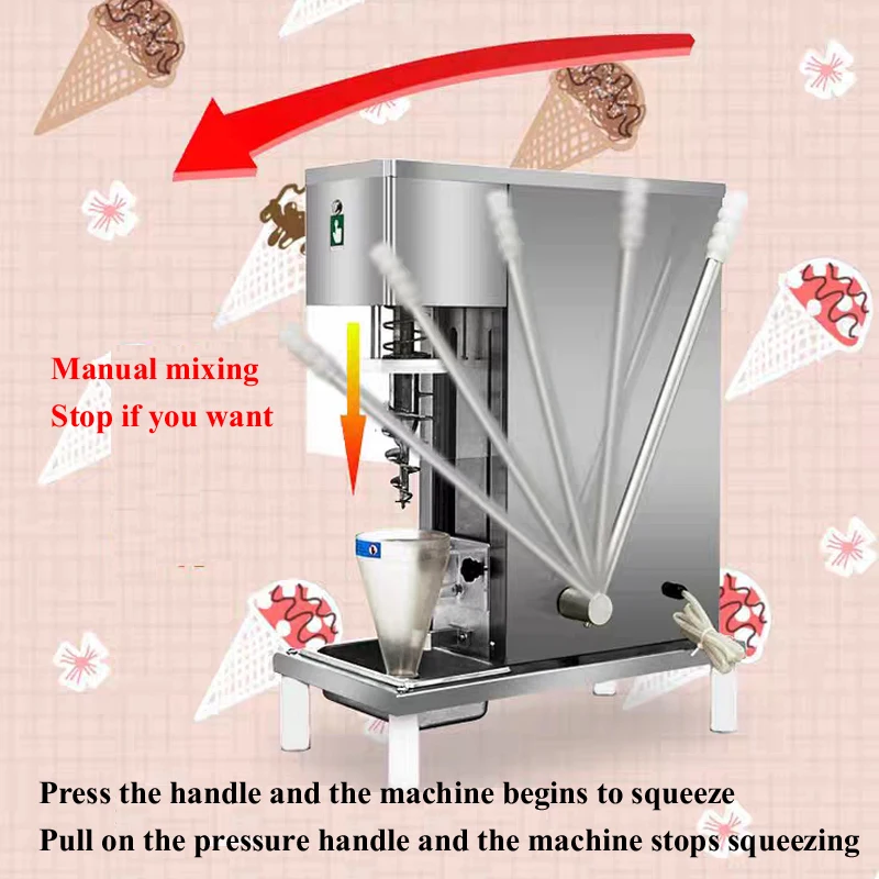 Auto Swirl Fruits Ice Cream Machine Frozen Yogurt Ice Cream Mixer Real Stainless Steel Ice Cream Blender 750W