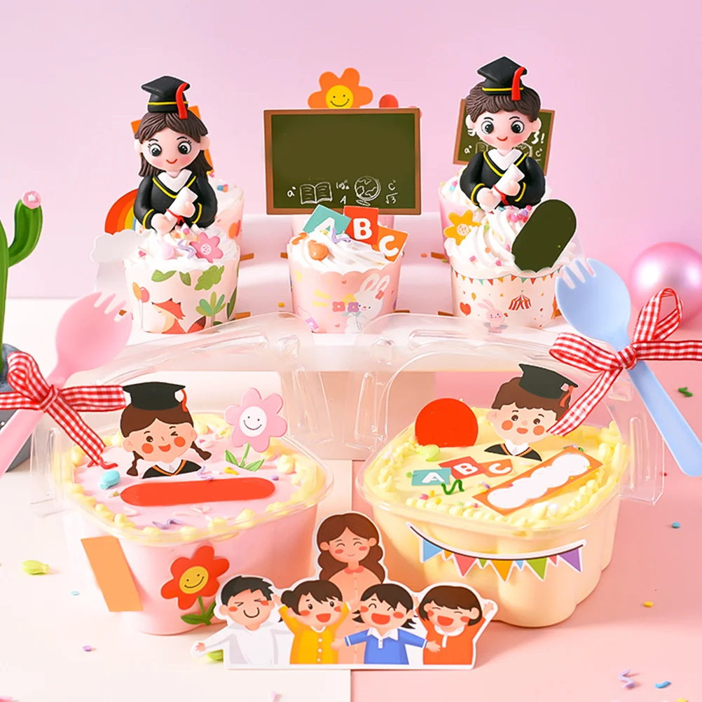 ของตกแต่งเค้กขนาดเล็กทำจากดินโพลิเมอร์ 2 ชิ้น ของตกแต่งโต๊ะทำงานสุดสร้างสรรค์ อุปกรณ์ประกอบฉากถ่ายภาพขนมหวานสำหรับงานปาร์ตี้