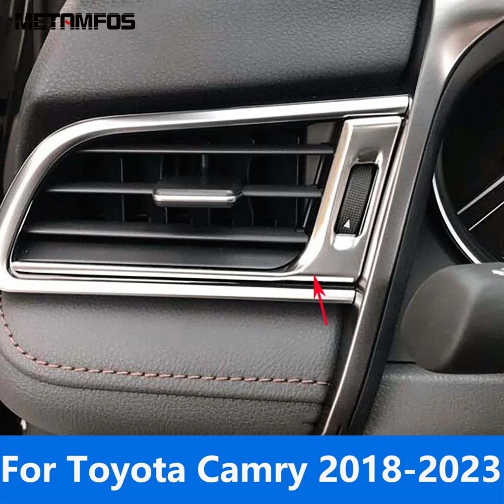 Car Accessories For Toyota Camry 2018-2022 2023 Stainless Steel Interior Front Air Conditioner Vent Outlet Cover Trim Sticker