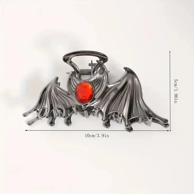 Halloween Hair Accessory Bat Catcher Clip Happy Halloween Day 2024 Girl Gift Ruby Inlaid Hair Clip