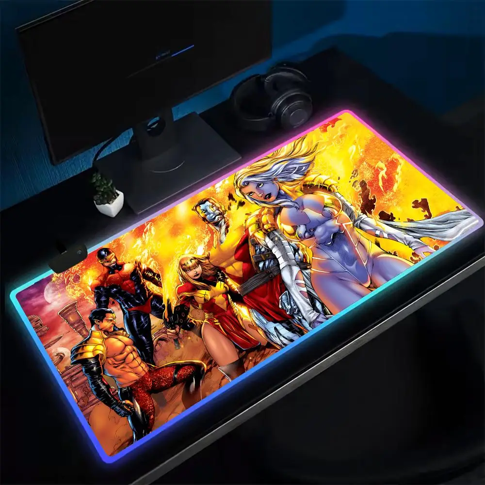 المنافسين إيما فروست ماوس الوسادة أنيمي الألعاب ماوس الوسادة LED الجدول منصات الخلفية المطاط سطح المكتب XXL RGB مكتب الحصير