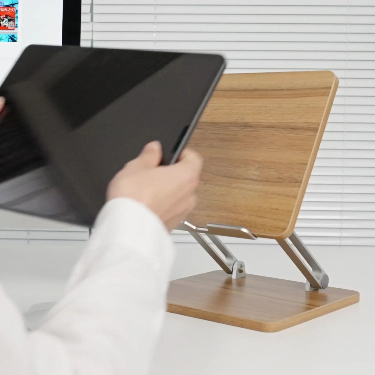 1 قطعة قابل للتعديل اللوحي حامل خشبي سبائك الألومنيوم تصميم سطح المكتب الخشب باد حامل اللوحي الرسم حامل باد حامل اللوحي Accory