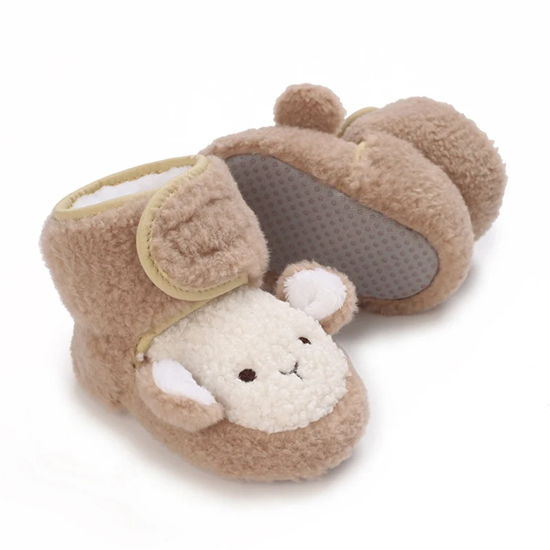 Winter Baby Shoes Snow Boots Cute Cartoon Animal Plush Thick Infant Shoes Soft Sole Toddler Girls Boys Warm Cotton Boots