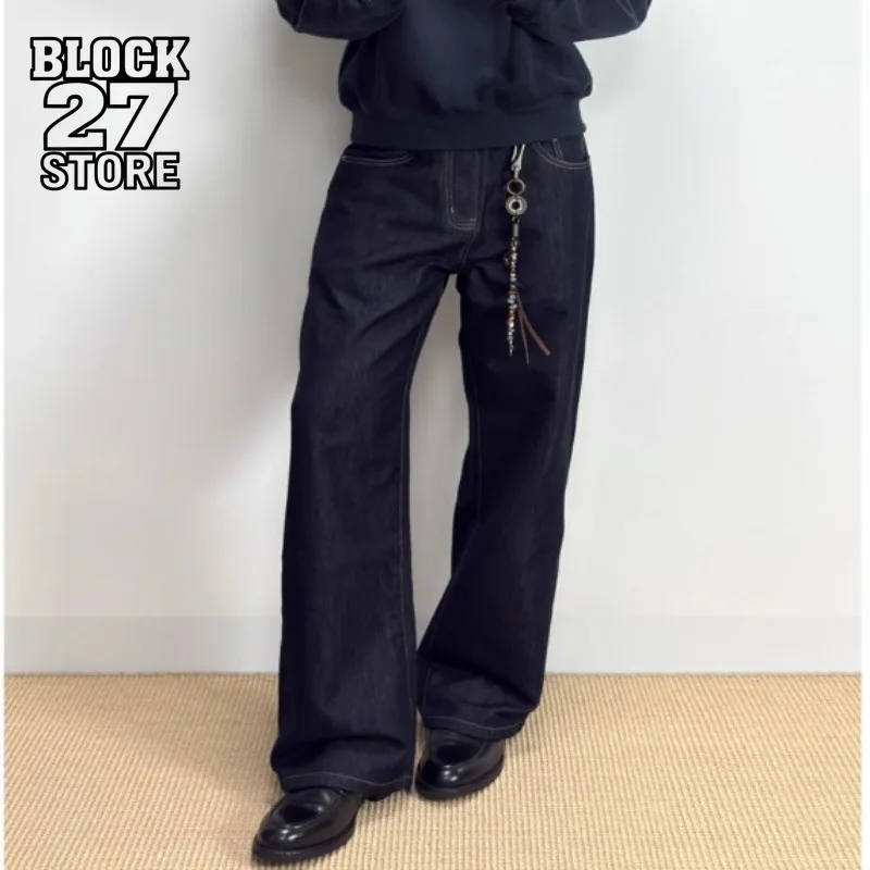 

Mens Jeans Harajuku American High Street Blue Curved Denim Pants Autumn Winter Vintage Loose Wide Leg Trousers Casual Streetwear