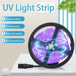 5M UV LED Strip Light 300 diod DC 12V sterylizacja diody na wstążce elastyczna taśma ultrafioletowa lampa do sypialni dekoracji kuchni