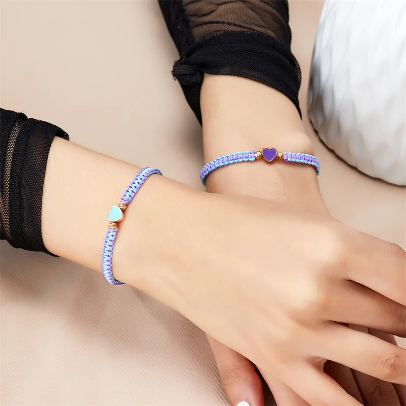 2er-Set mit farbenfrohen, herzförmigen, passenden Armbändern für Paare, Freundschaften, trendige Paar-Armbänder, Jahrestagsgeschenke zum Valentinstag – Detail 37