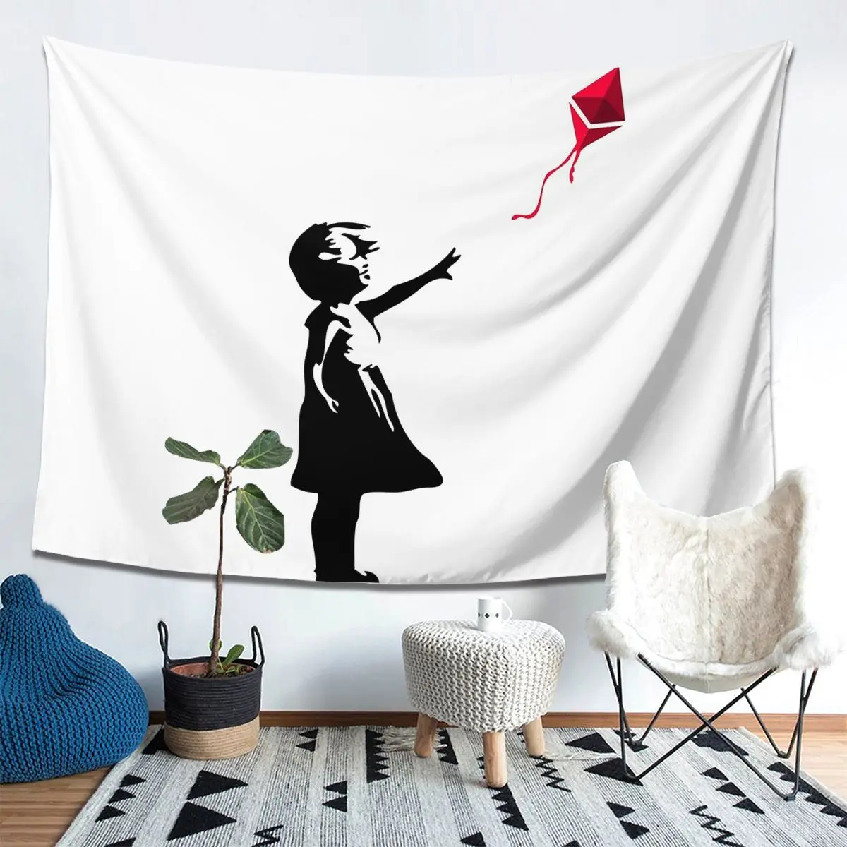 

Ethereum X Banksy Balloon Girl Tapestry Decor Art Aesthetic Tapestries for Living Room Bedroom Home Wall Cloth Wall Hanging