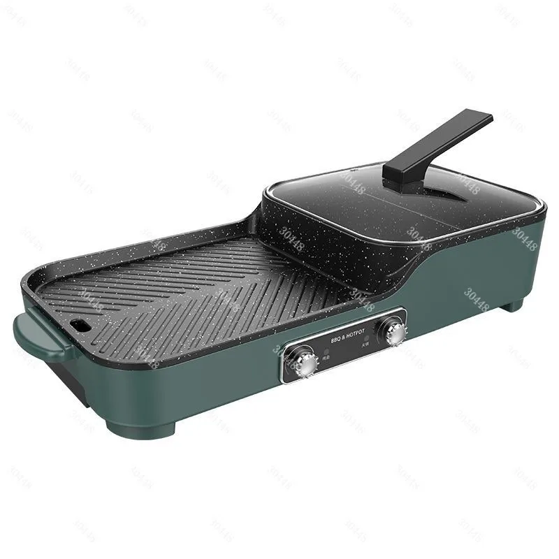 Multifunctional Smokeless Frying Grilling Hot Pot BBQ All-in-One Pot Dual-Color Hot  Household Electric Grill Pan BBQ