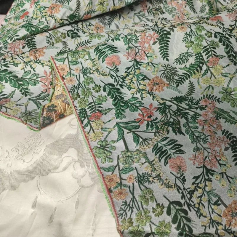 Textured country-style plant and flower jacquard fabric small floral bouquet dress outer shoe bag