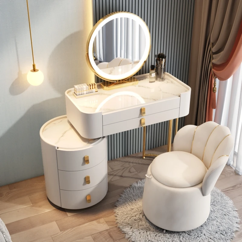 

Белое современное зеркало для макияжа для спальни, роскошные скандинавские мобильные столы для макияжа, многофункциональные Угловые платья, мебель для спальни