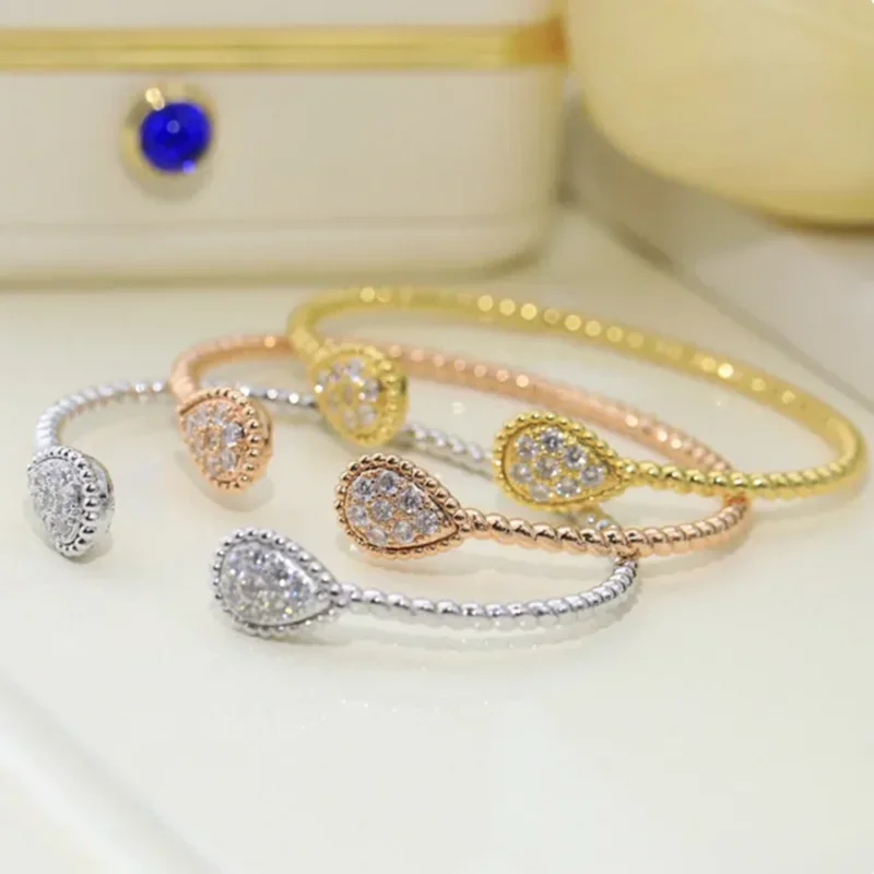 

Women's Gold-Plated AAA Zircon Double Water Drop Bracelet Exquisite Luxury Jewelry Party Gift