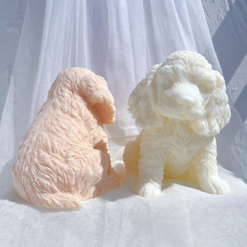 Imagem -04 - Molde da Vela do Silicone para a Decoração Home Estátua Animal 3d Cocker Spaniel Presente do Amor do Cão Filhotes Bonitos Molde de Cera de Soja