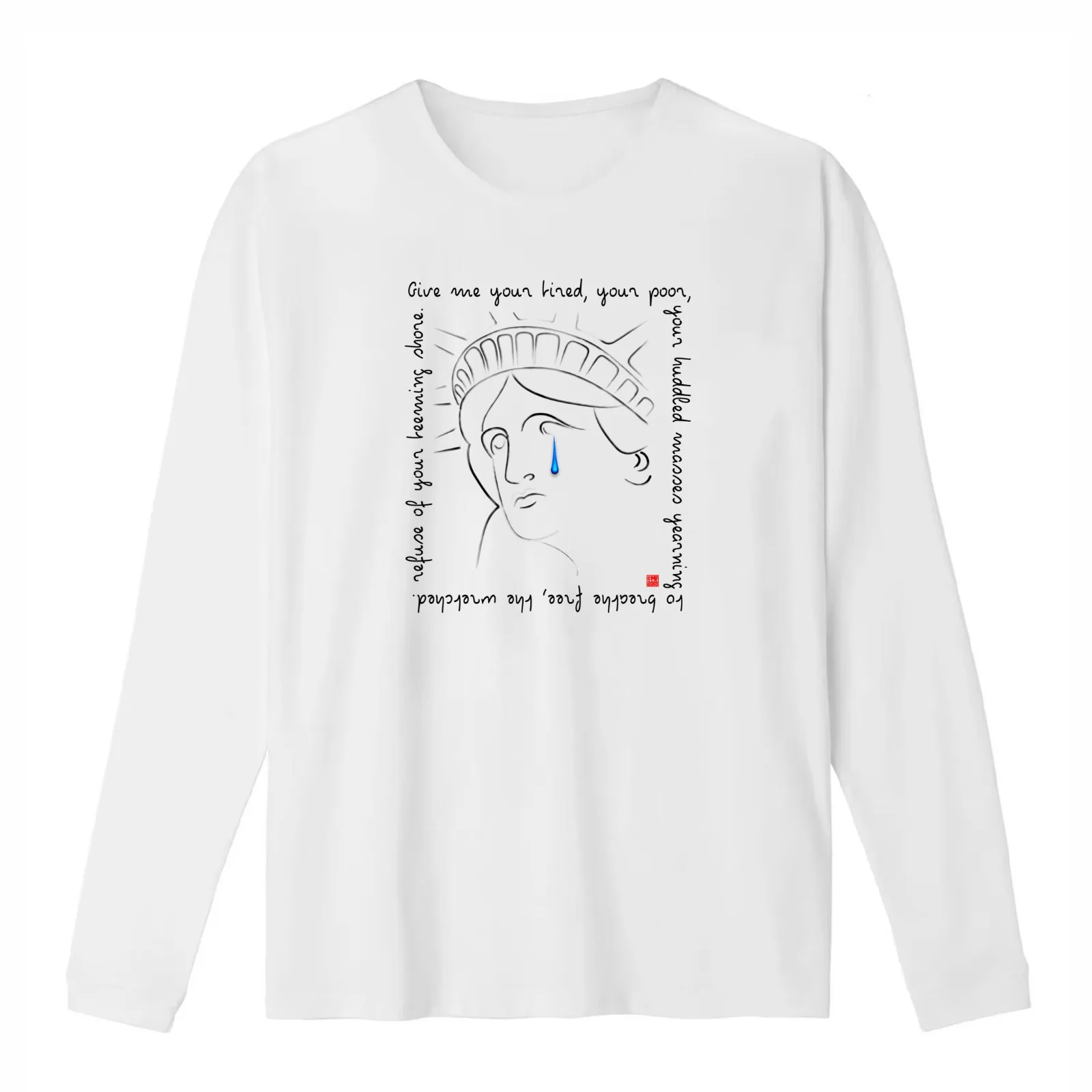 Statue of Liberty Crying T-Shirt Summer Casual Cotton Tee Oversized Streetwear Tops Vintage Graphic Print Unisex Men Women