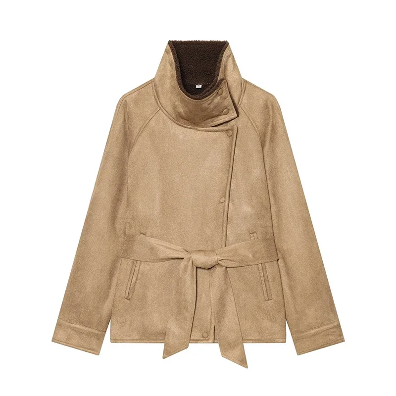 2026 Winter Jackets Women's New Chic Turtleneck Loose Belt Elegant Women's Warm Jackets Coats Winter Fashion Street Youth Coats