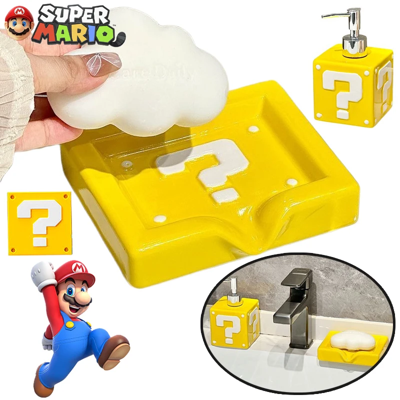 Super Mario Bros Ceramic Soap Box Creativity Soap Dispenser Bottle Bathroom Accessories Shampoo Shower Gel Bottle Soap Holder