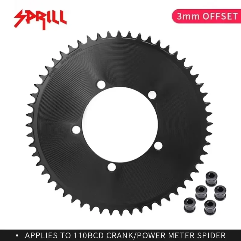 PASS QUEST SPRILL 3mm offset 110BCD (5-bolt AERO) Supports 9-12S Regular Chains  bike Chainwheel Bicycle Accessories