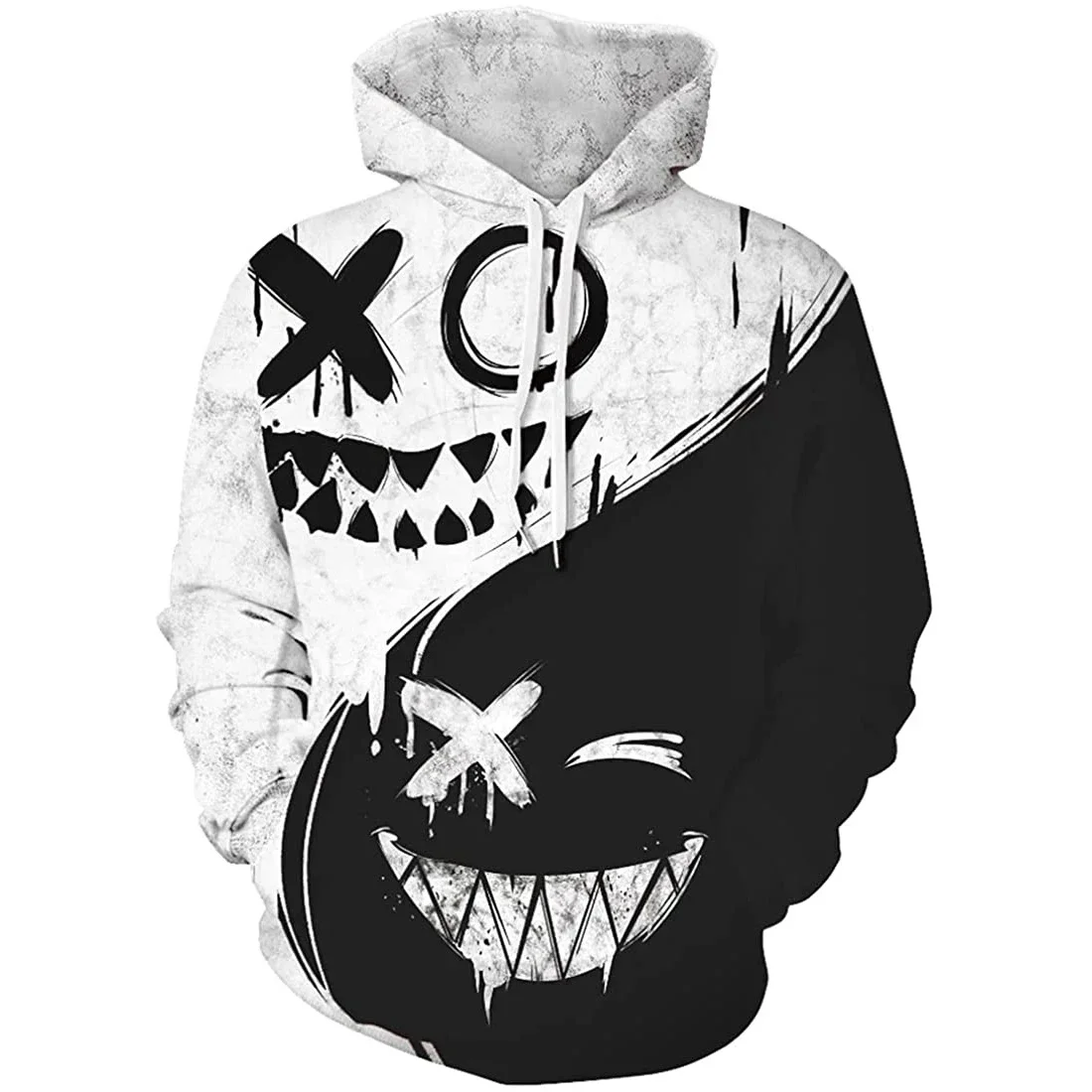 Thin Hoodies Hip Hop XOXO Pattern Trendy Devil Smiling Face 3D Print Sweatshirts Men Women Fashion Casual Funny Hoodies Tops