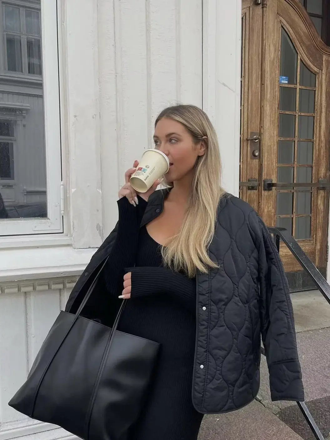 Frauen Mode Streetwear Herbst Winter Neue Zwei Farbe Kragenlose Baumwolle Jacke Mid Länge Rundhals Stepp Mantel Oberbekleidung