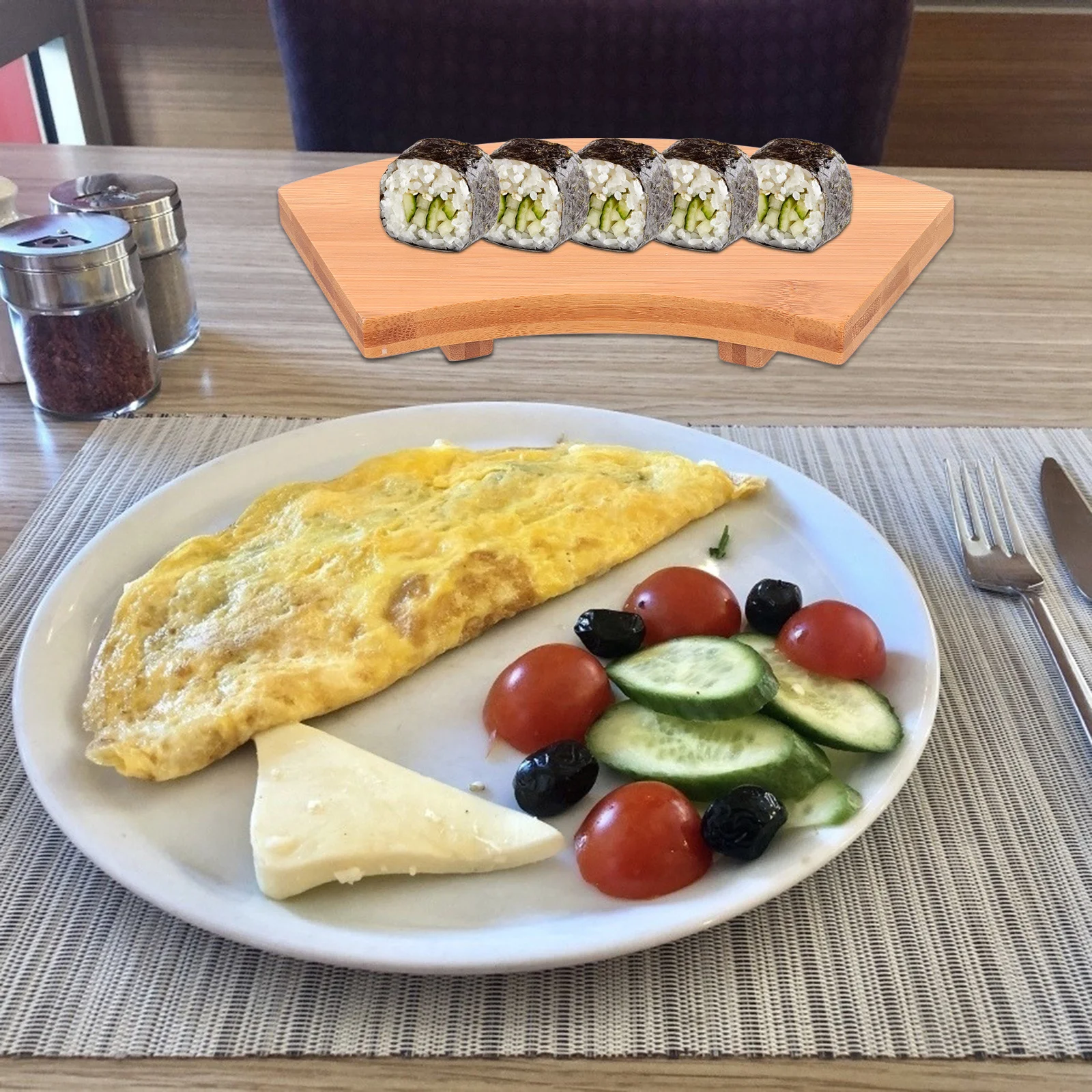 

Sushi Bamboo Serving Plate Safe Materials Eco Friendly Biodegradable Creative Shape Easy Wash Kitchen Use