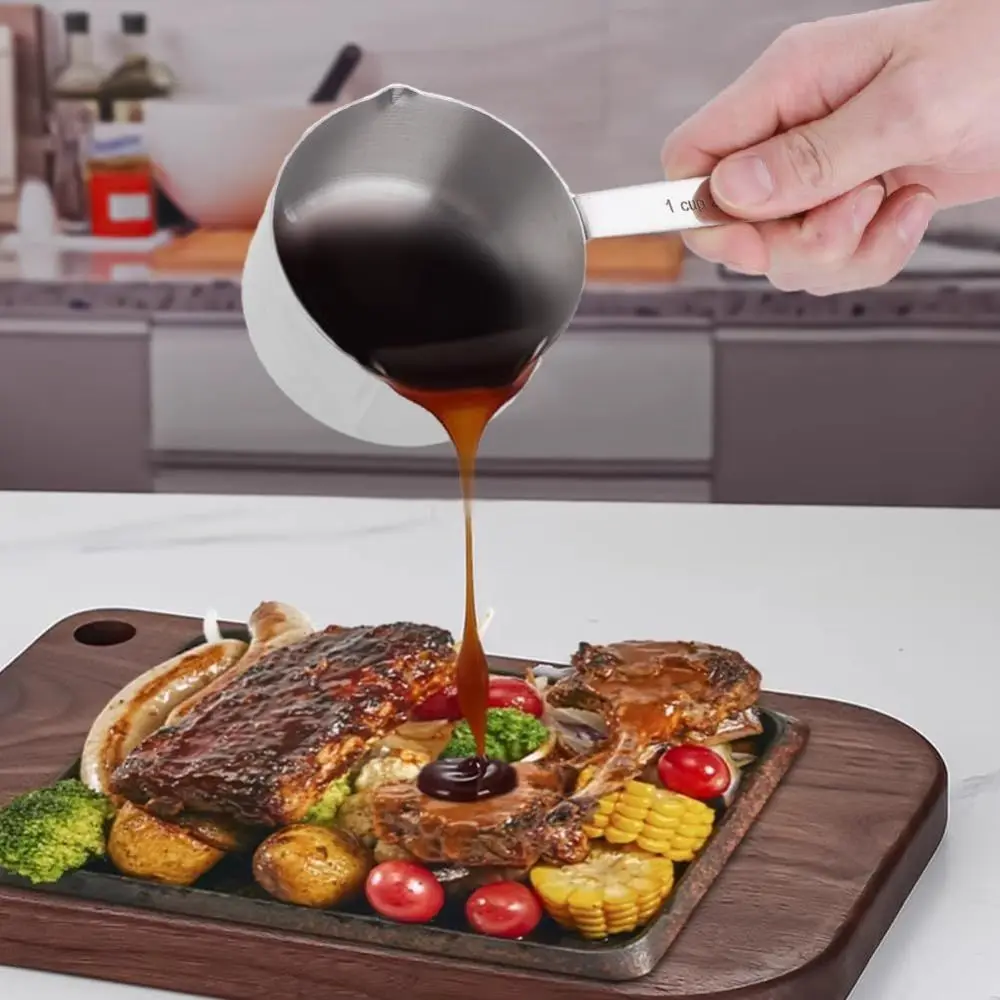 Stainless Steel Measuring Cup Dual Pour Mouth with Handle Measuring Scoop Professional Small Mouth Design Baking Dosing Spoon