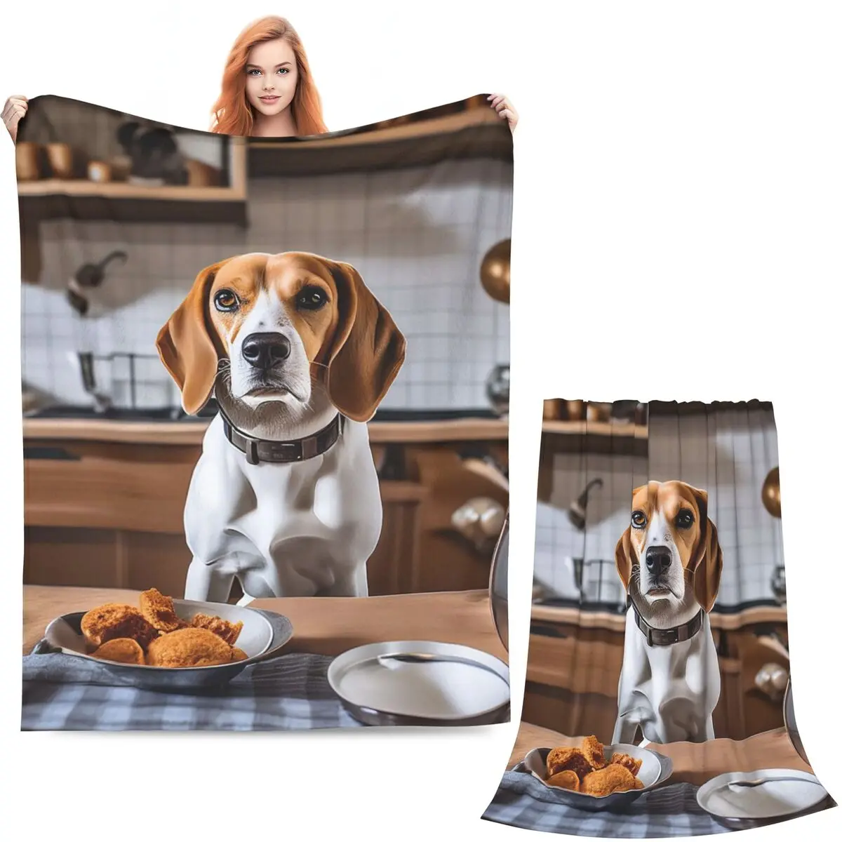 Funny Beagle Dog Design Blanket Soft Warm Flannel Throw Blanket Bedspread for Bed Living room Picnic Travel Home Couch
