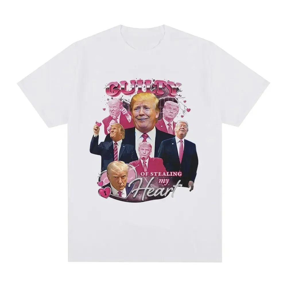 Funny Donald Trump Stealing My Heart Guilty T-shirt Men's and Women's High Quality Soft Casual Short sleeved T-shirt Unisex