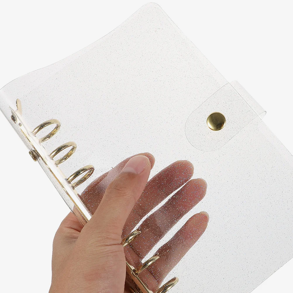 2 قطعة غطاء المفاجئة زر شفاف إعادة الملء دفتر قذيفة بولي كلوريد الفينيل حلقة الموثق لمكتب التموين منظم وثائق قابل للتعديل