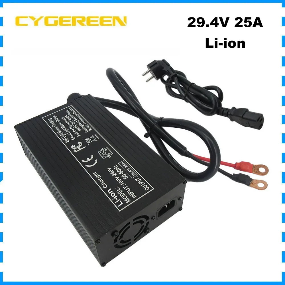 

29.4V 25A Li-ion 7S Battery Fast Charger 24V 24 Volt Lithium RV Golf Cart Charger XT90 Copper Nose M8