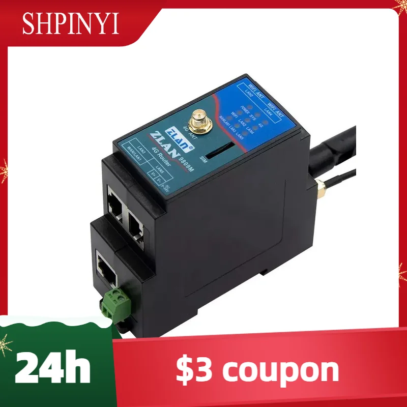 

Карта беспроводного маршрутизатора 4G, Wi-Fi, несколько портов, промышленная сеть на DIN-рейку, модуль CAT1 ZLAN9809M