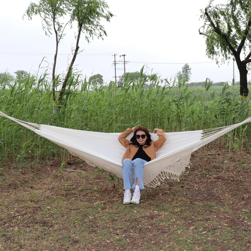 300*200cm 2 Person Hammock Large Brazilian Macrame Fringe Double Deluxe Hammock Bearing 150kg Outdoor Hammock Swings