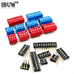 10PCS Slide Type Switch Module 1 ~ 12 Bit 2.54mm Position Way DIP Blue Pitch Toggle Switch Blue Snap Switch For PCB 8PIN 6PIN