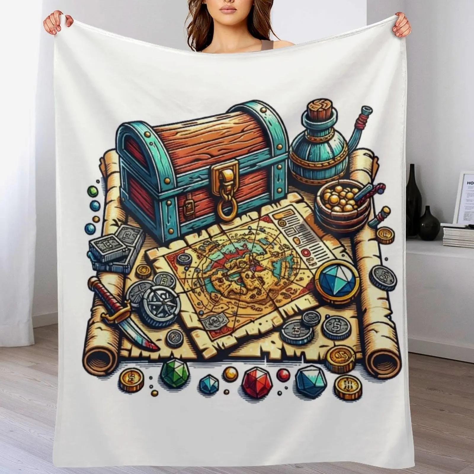 

treasure map Throw Blanket Long Lasting Soft Plush Blanket for Daily Use