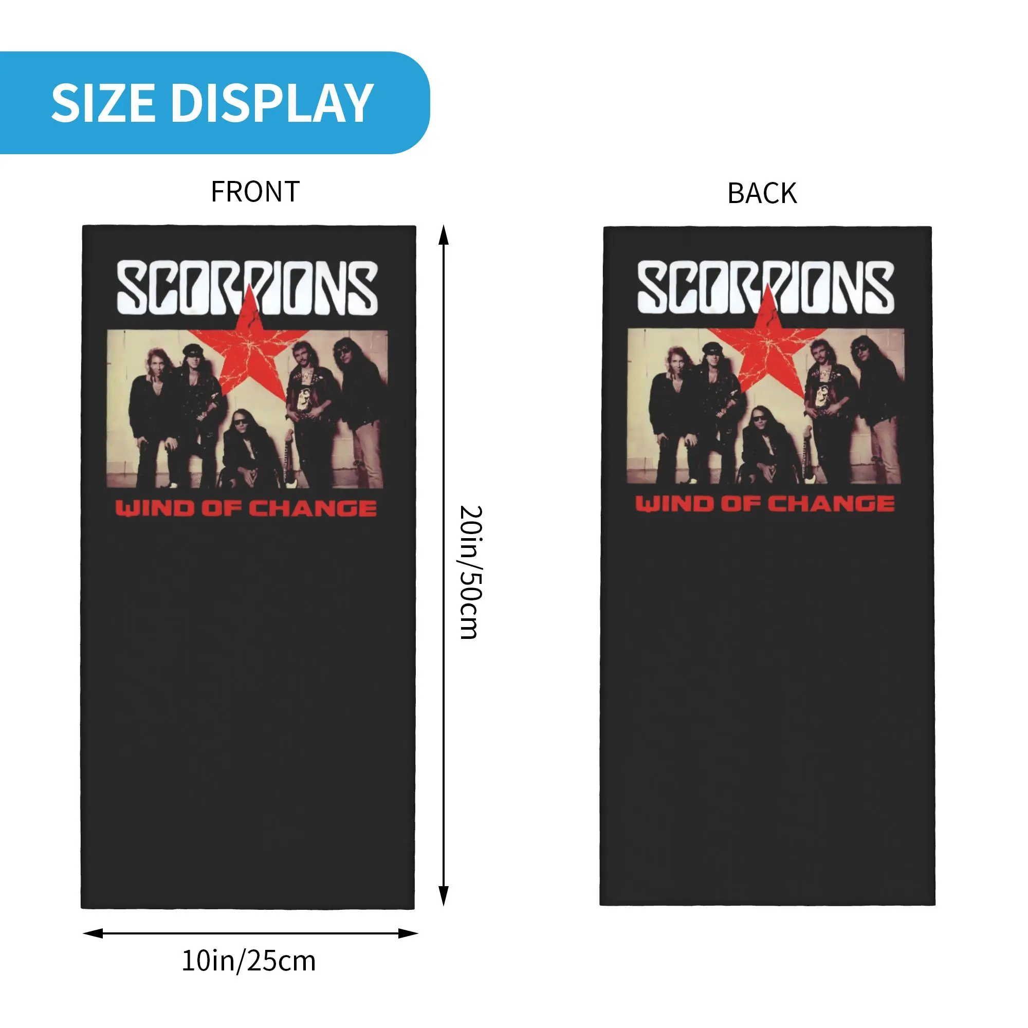 Pañuelo de cuello con estampado de la banda de rock Scorpions, bufanda para la cara, accesorio de cabeza multiusos, ideal para senderismo y pesca, para hombres, mujeres y adultos, lavable.