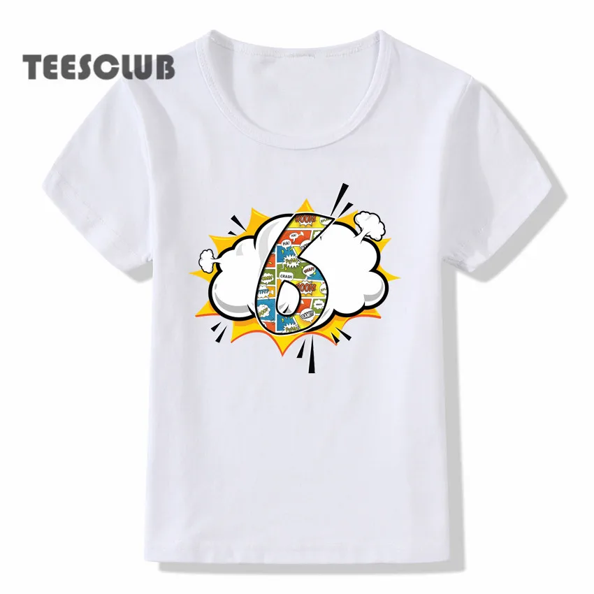 Fashion Children Explosion Cloud Numbers 1-9 Children's First Birthday T-shirt Birthday Party T-shirt Boys Clothes