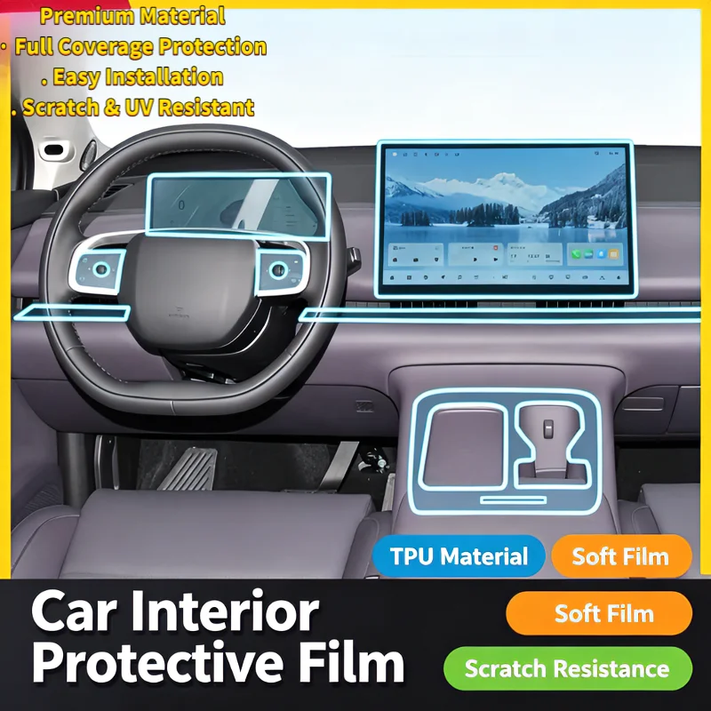 For 2024-2026 Leapmotor C10 Navigation Interior Film Center Console Screen Protector TPU Gear Shift Interior Protection Film