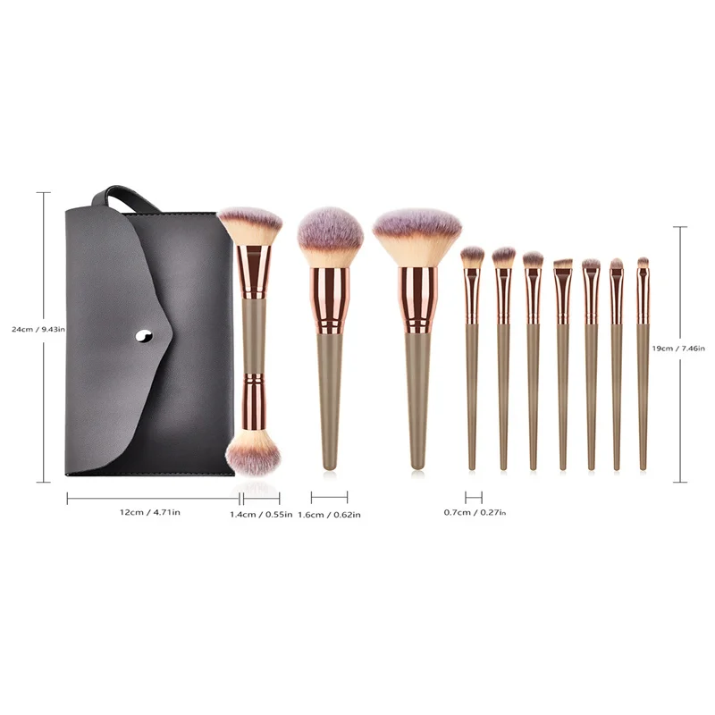 10 pcs/Set Bicolor gradietn easy to clean multi-function brush kit with support custom logo packages