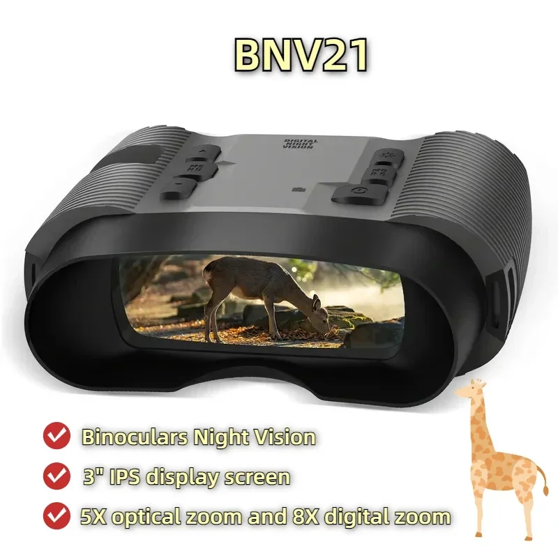 

Binoculars Night Vision Infrared BNV21 Hunting Camera Goggles Rechargeable 5X Optical Zoom 32GB Card for Hunting Observation