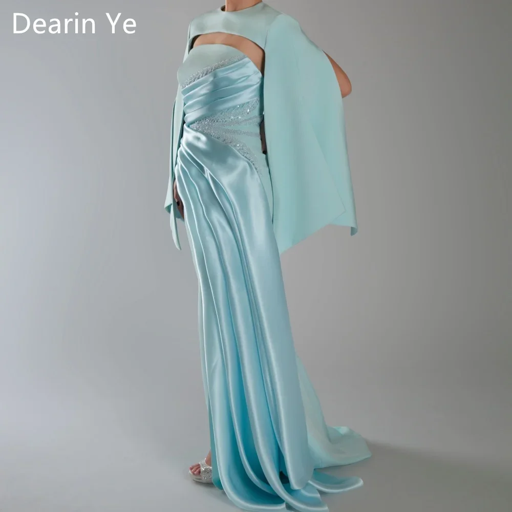 

Evening Dress Saudi Arabia Dearin Jewel Column Floor Length Skirts Draped Bespoke Occasion Dresses Formal Prom Gown