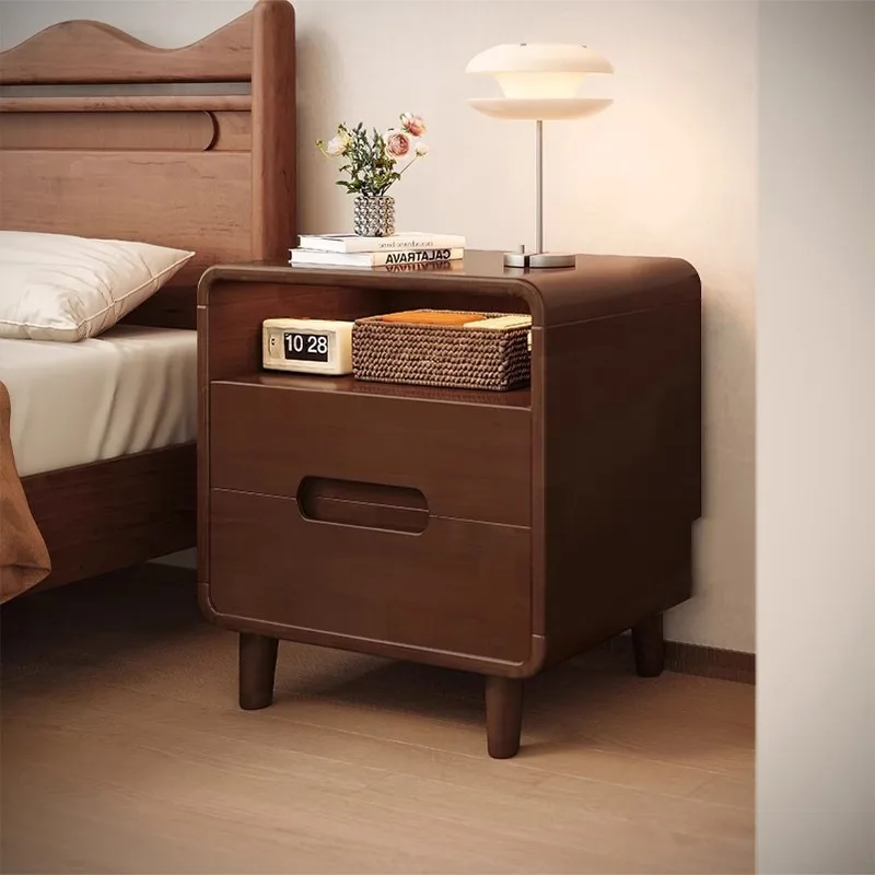 Solid wood bedside tables, popular bedside shelves in household bedrooms, medieval small bedside cabinets, storage cabinets