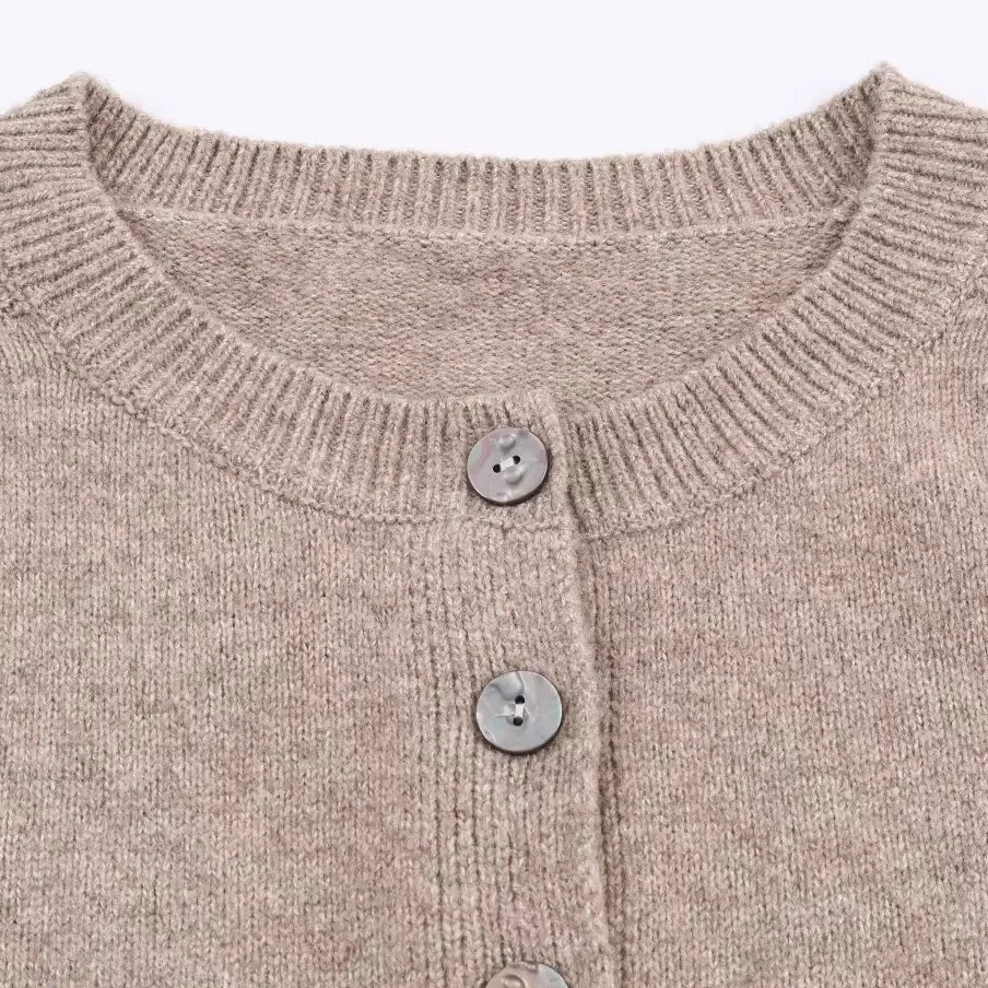 Faionable محبوك زر حتى ملابس خارجية للنساء الخريف جديد Sle عادية فضفاضة تناسب ألياف البوليستر طويلة Sve جولة Ne #2