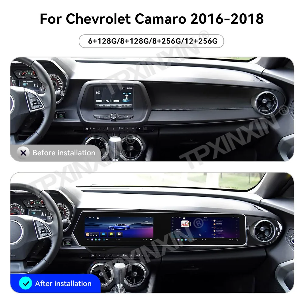 Dual 12.3 Inch HD Screen Android 15 For Chevrolet Camaro 2016-2018 CarPlay Car Radio GPS Navi Multimedia Player Stereo Head Unit