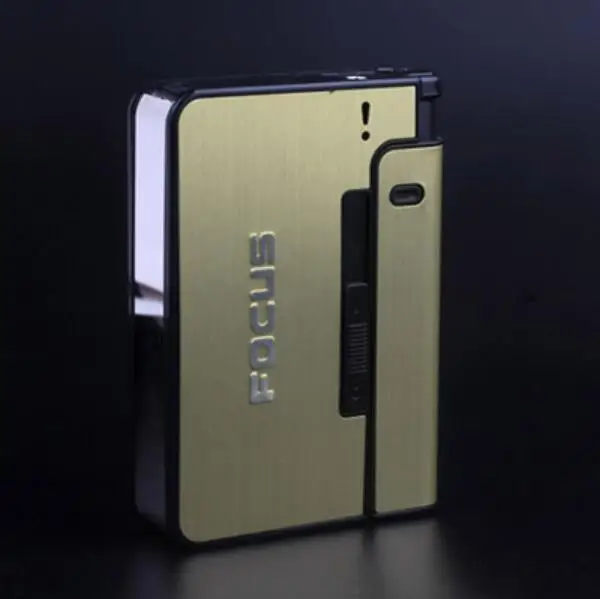 Lighter Case Portable Metal Cigarette Case 10pcs Cigarettes Holder Box Creative Fuel Lighter Automatic Windproof Gadget For Men