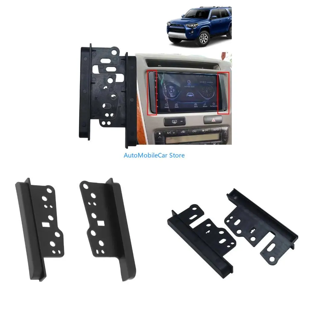G8TE Console Radio Installation Brackets 2-DIN with Trim Black Side Mount Supports for Car Head Unit Fit Work Use