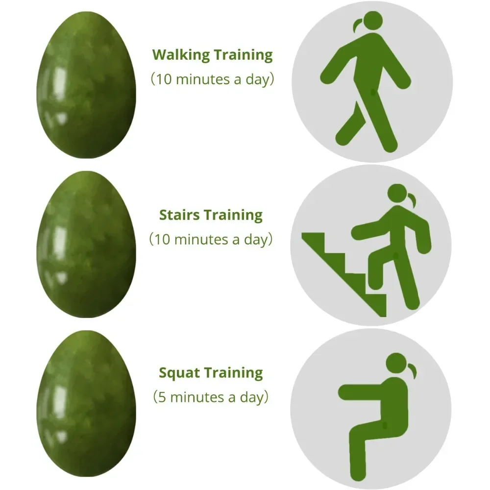 쿼츠 요니 에그 세트, 천연 옥 케겔 구체 골반 바닥 운동, 질 조임 벤와 볼 마사지 스톤