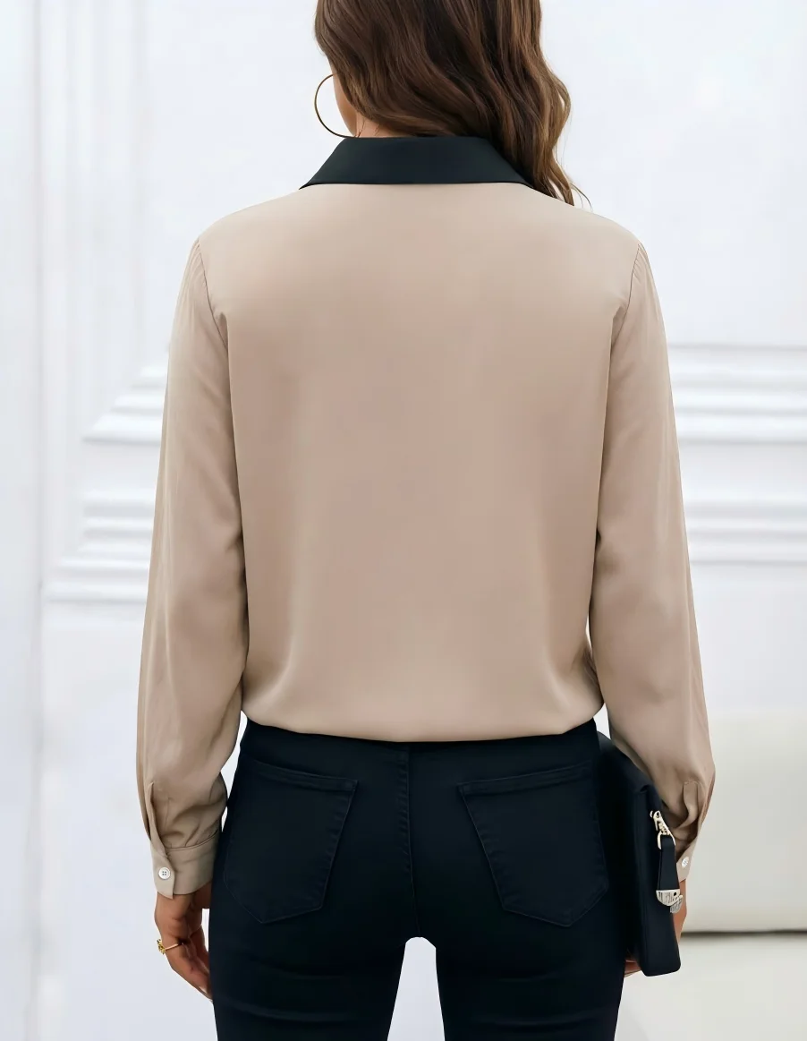 Elegantes, lockeres Damenhemd, modische Freizeitbluse, elegantes Damenhemd, Oberteil für Urlaub und Wochenende – Detail 2