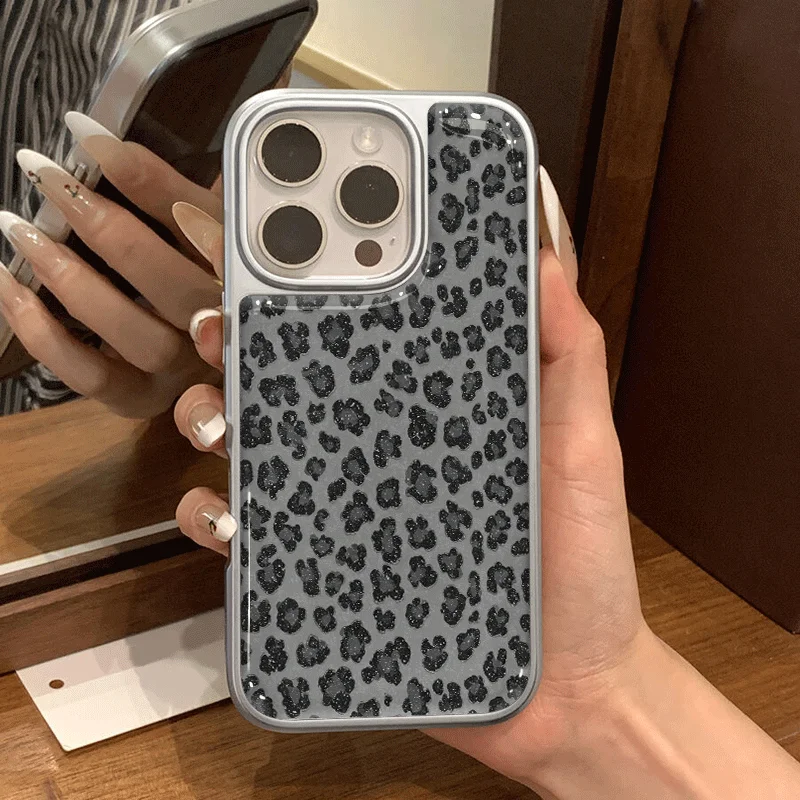 

Leopard pattern electroplated phone case suitable for iPhone 17 16 15 14 13 12 11 Pro/Max/Plus anti drop and shockproof