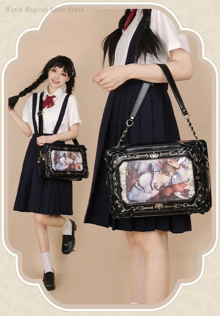 Women Retro Clear Square Crossbody Shoulder Bag Niche Picture Frame Design Girls Versatile Small Handbag for Daily Casual