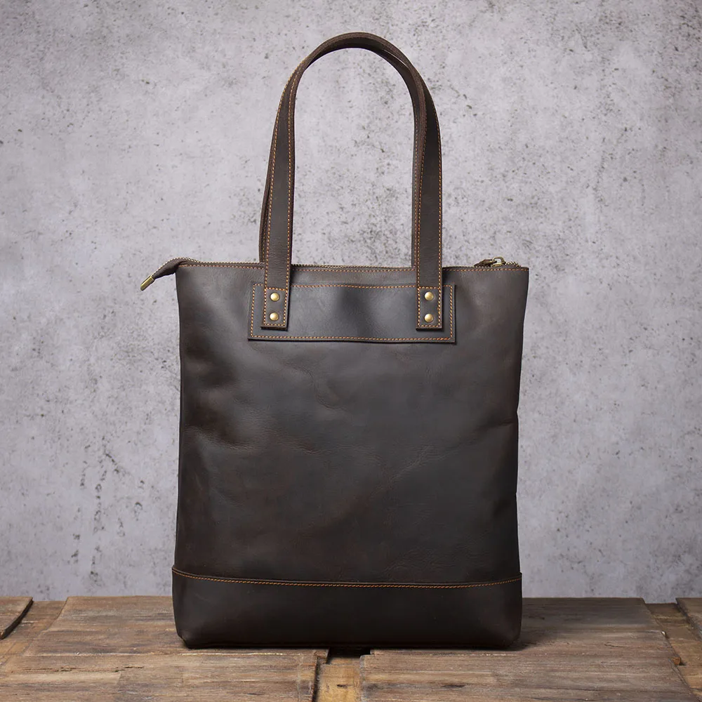 Vintage-Umhängetasche aus hochwertigem Leder für Herren, Aktentasche für Männer, Business-Handtasche, Laptoptasche – Detail 9