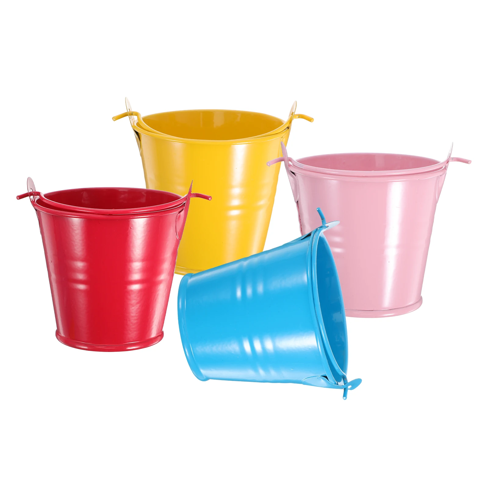 

4pcs Mini Colored Buckets Cute Candy Decorative Planters Popcorn Beer Flower Tinplate Storage Craft Party Favor Small Metal Pail